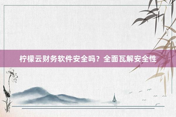 柠檬云财务软件安全吗？全面瓦解安全性